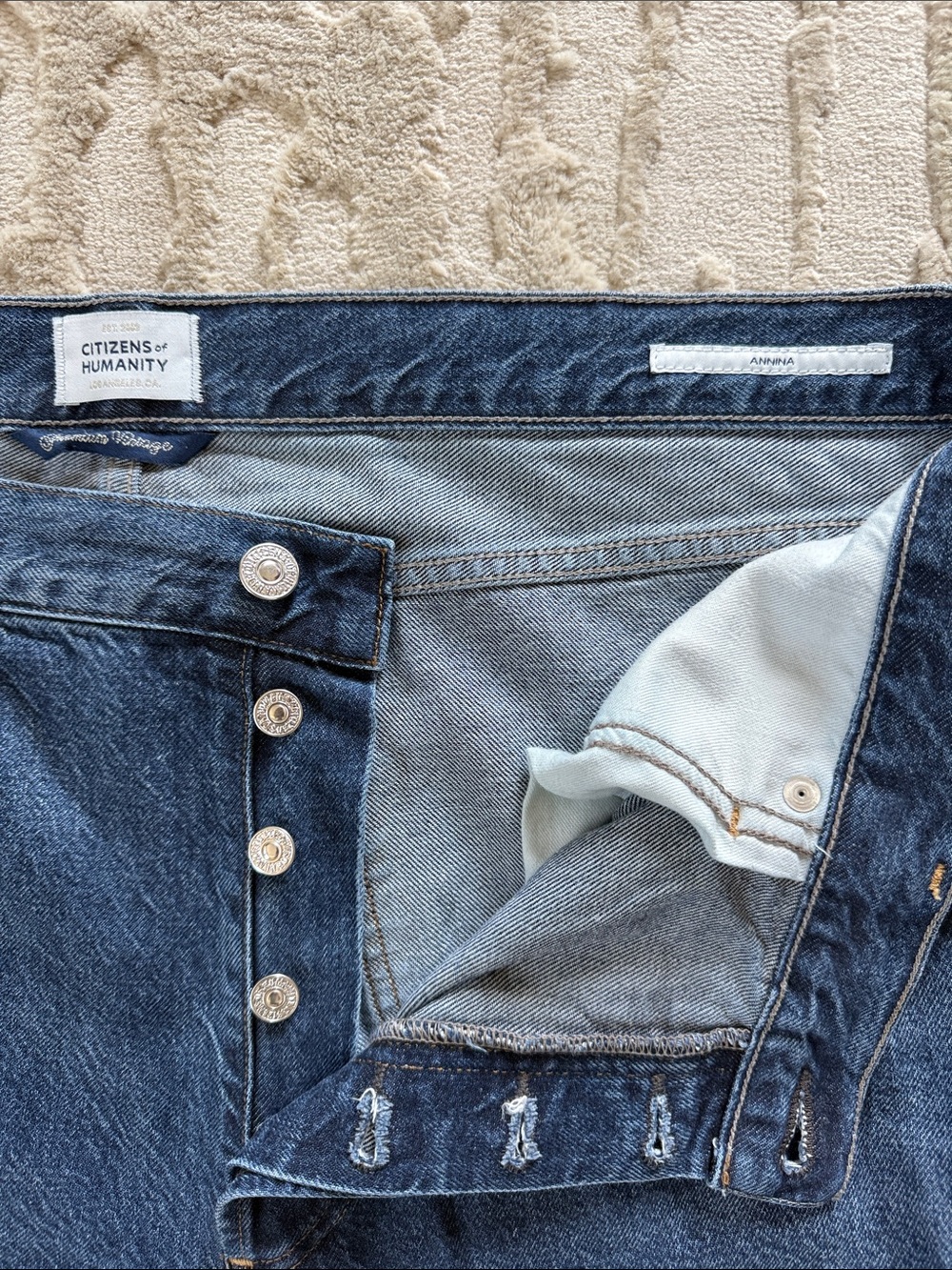 Citizens of Humanity Indigo Button-Fly Denim Jeans